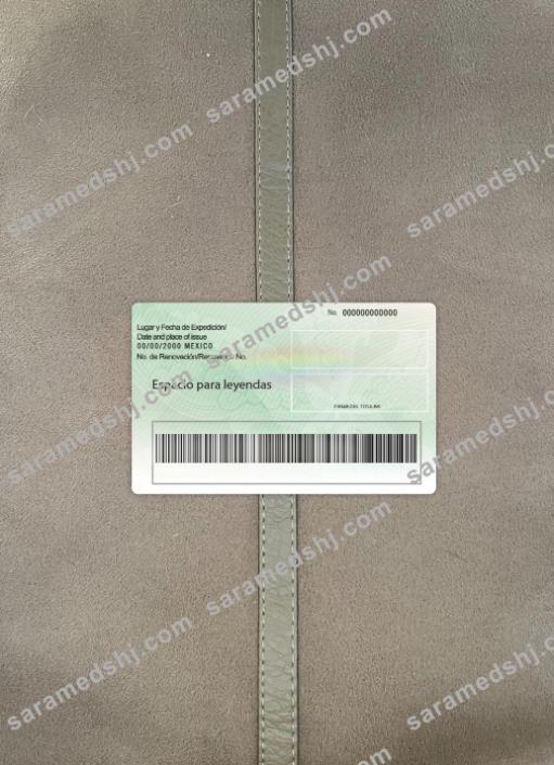 Mexico green card (residence permit) photolook back